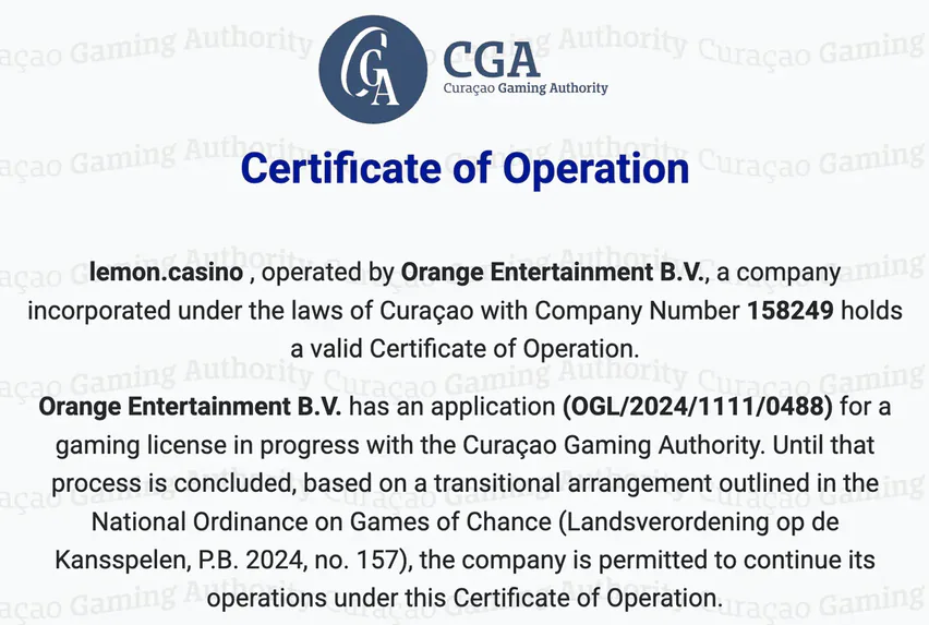 Lemon casino licence